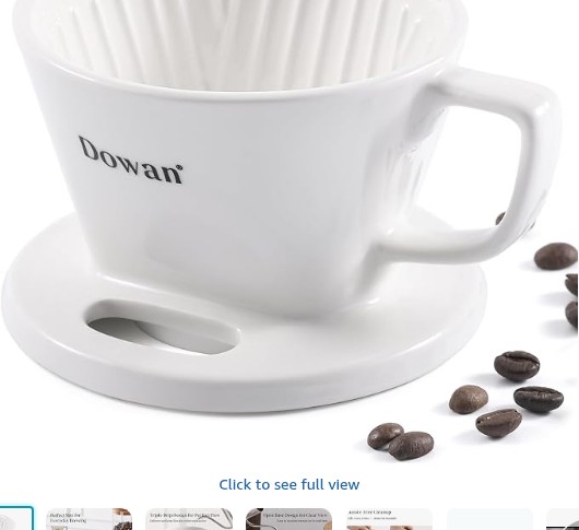 DOWAN Coffee Dripper, Ceramic Coffee Filter Cup with Open Base Design
